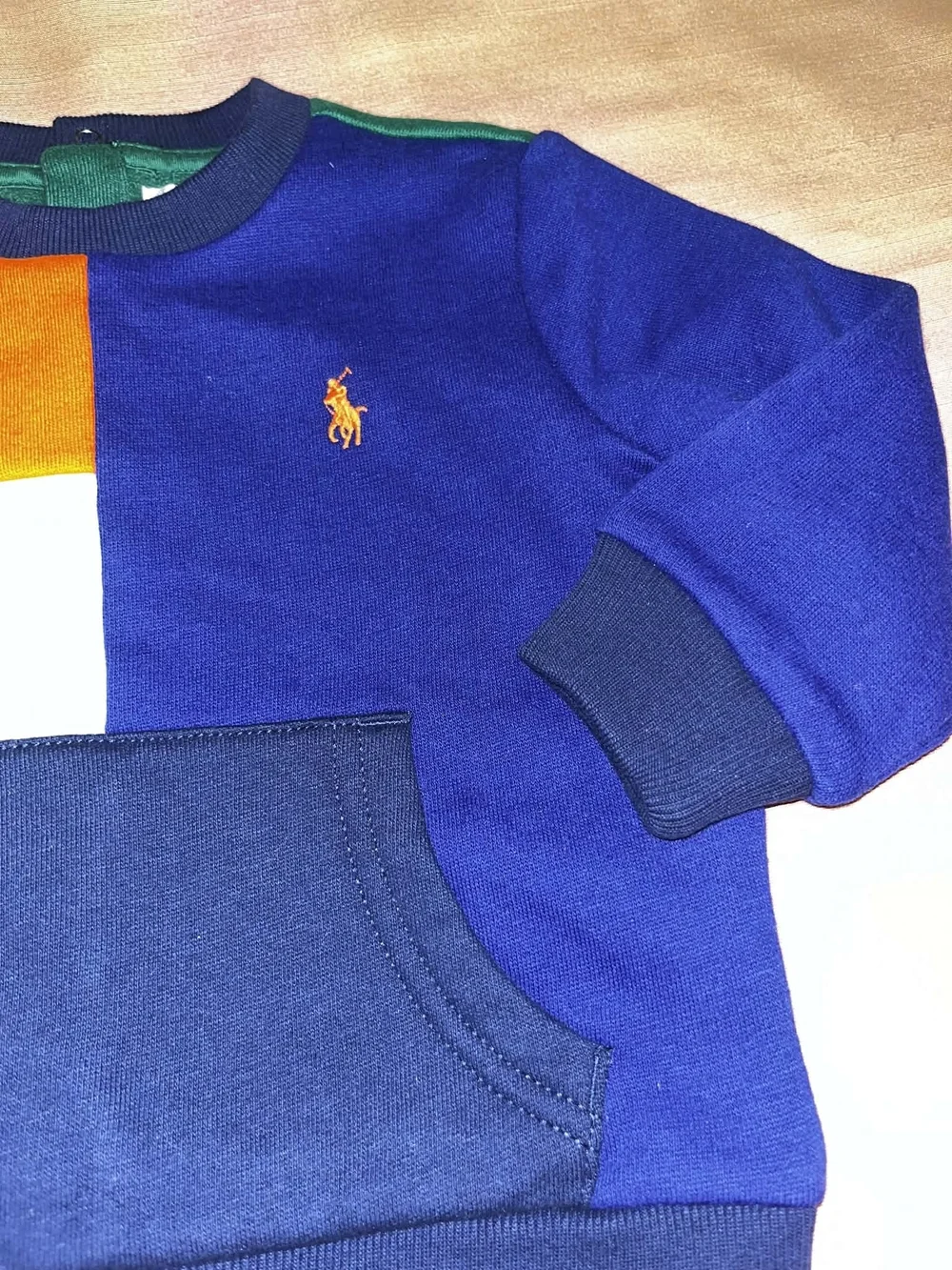 Polo by Ralph Lauren Kids Colorblock Sweatshirt & Shorts Set - Navy/Orange/White